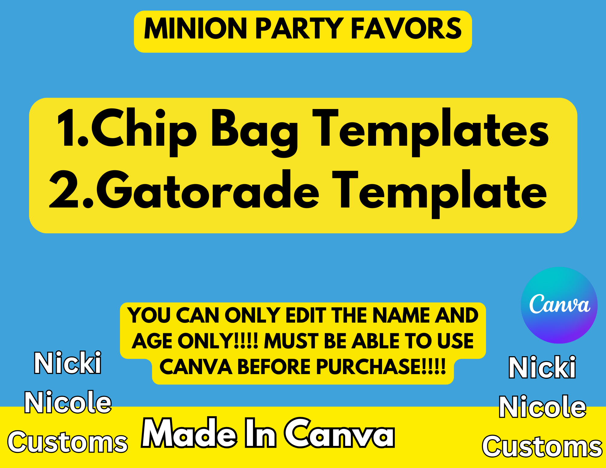 Minion Party Favor  Bundle Of 2