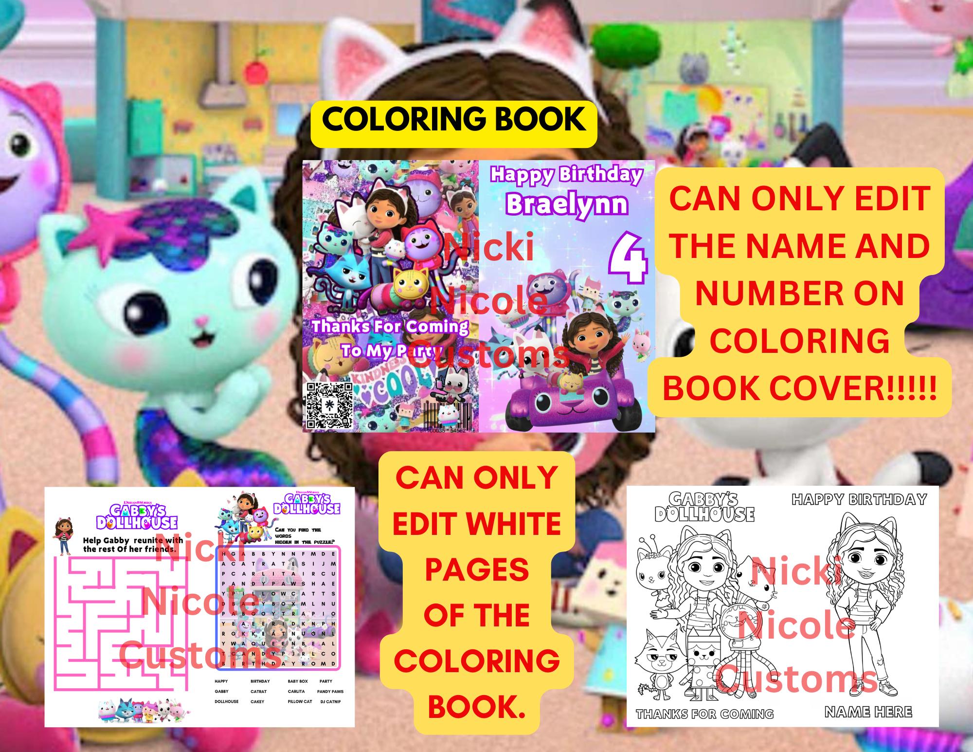 Gabby Party Dollhouse Coloring Book Editable (Read Description)