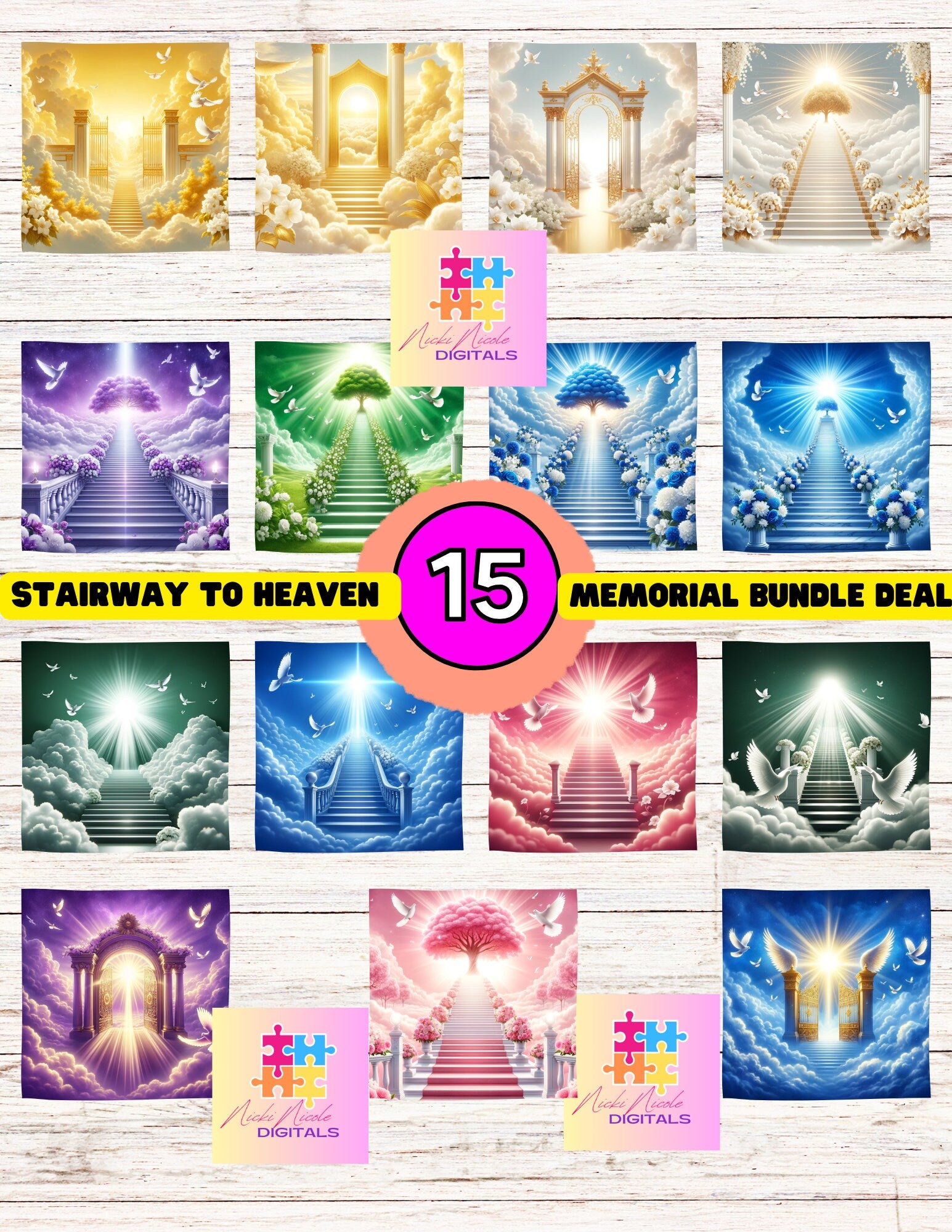 Heaven Background PNG Bundle 15 png files