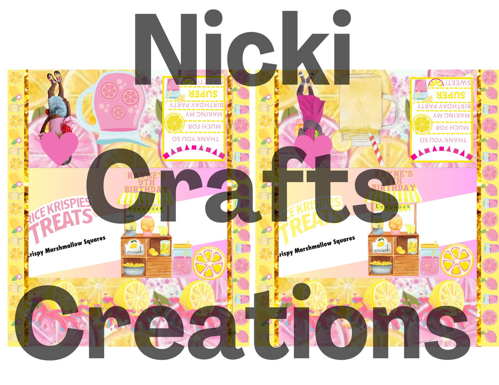 Pink Lemonade Birthday Custom Rice Krispie Treat Template