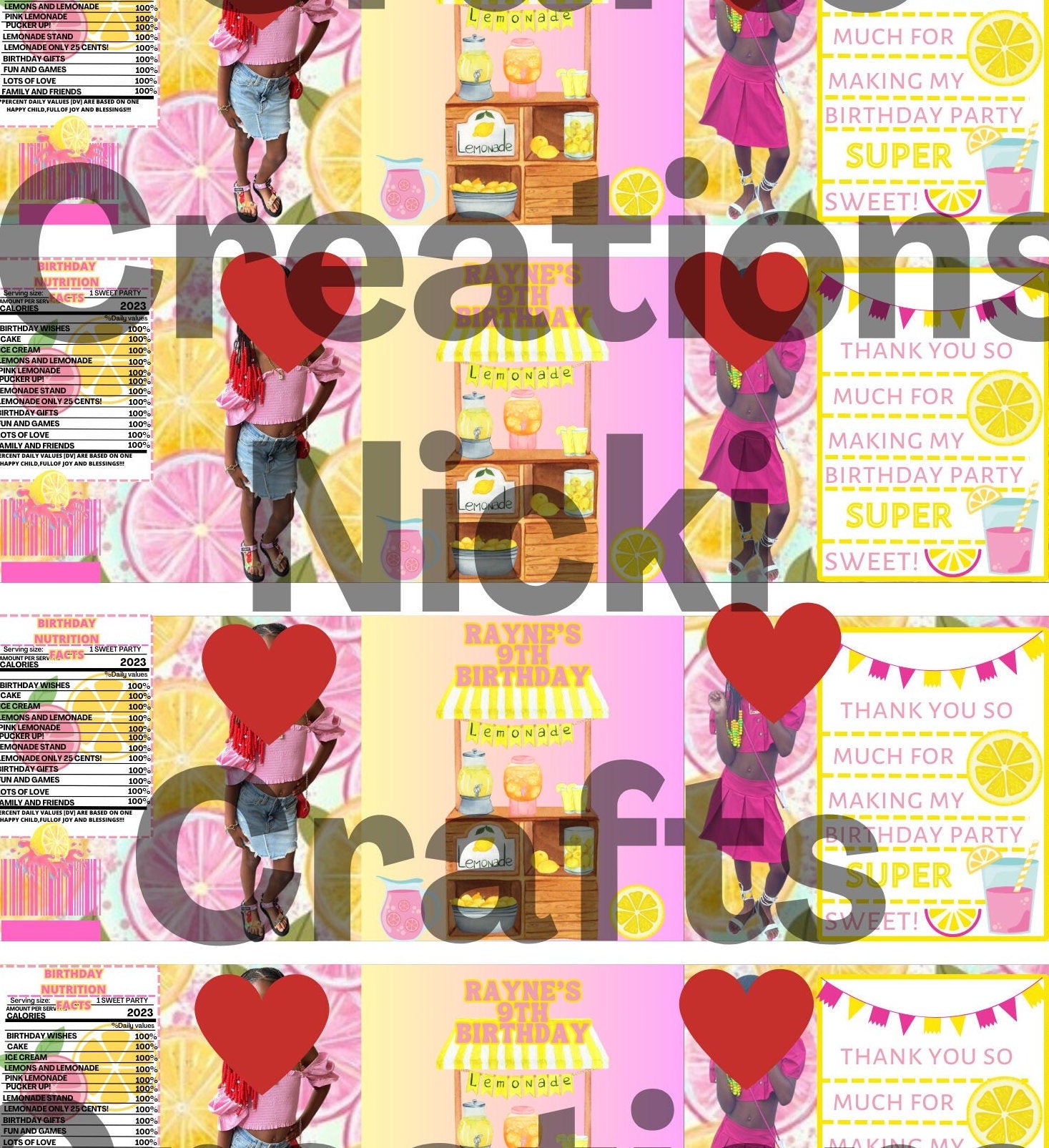 Pink Lemonade Birthday Custom Gatorade party Template 12oz