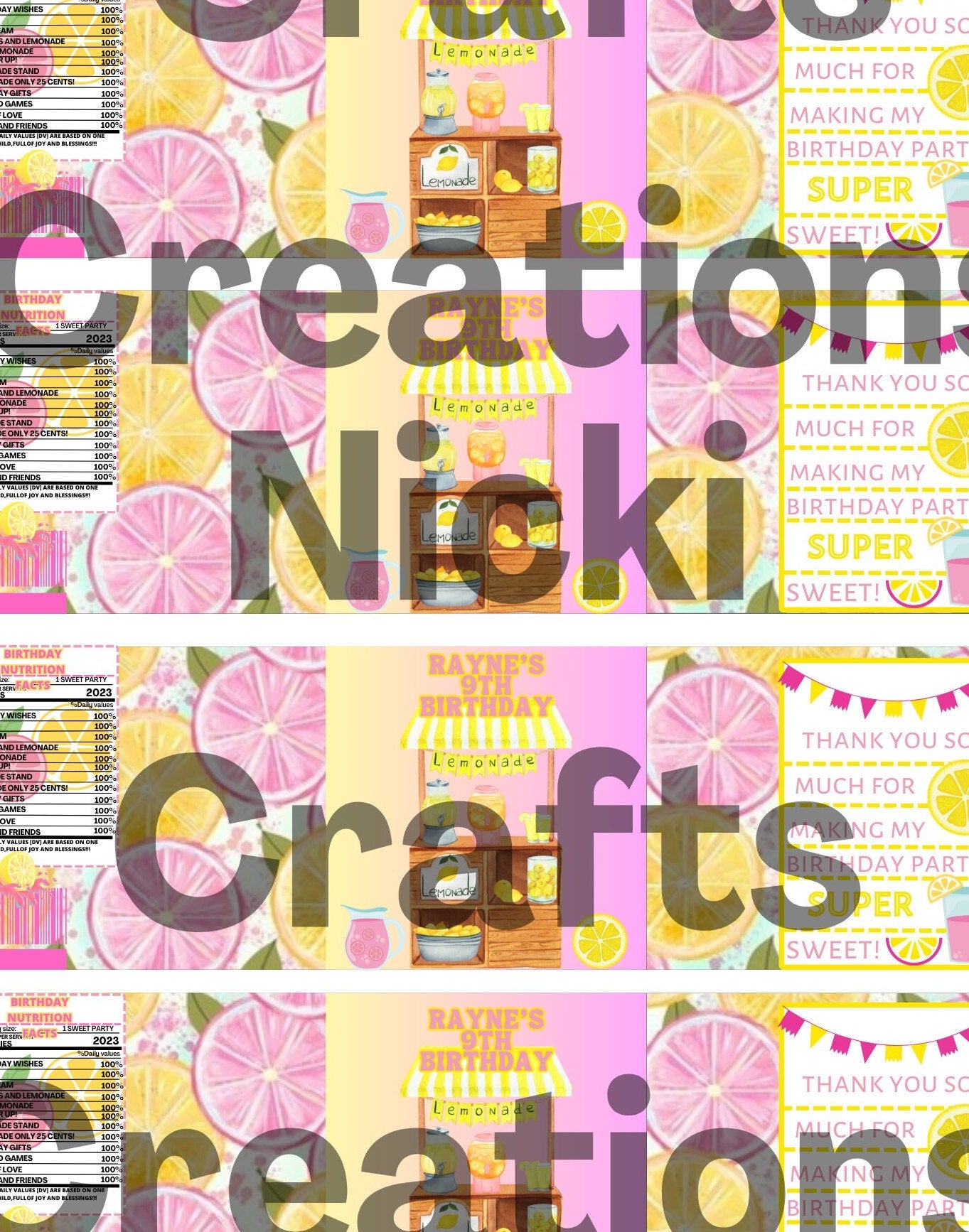 Pink Lemonade Birthday Custom Gatorade party Template 12oz