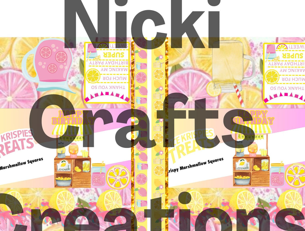 Pink Lemonade Birthday Custom Rice Krispie Treat Template