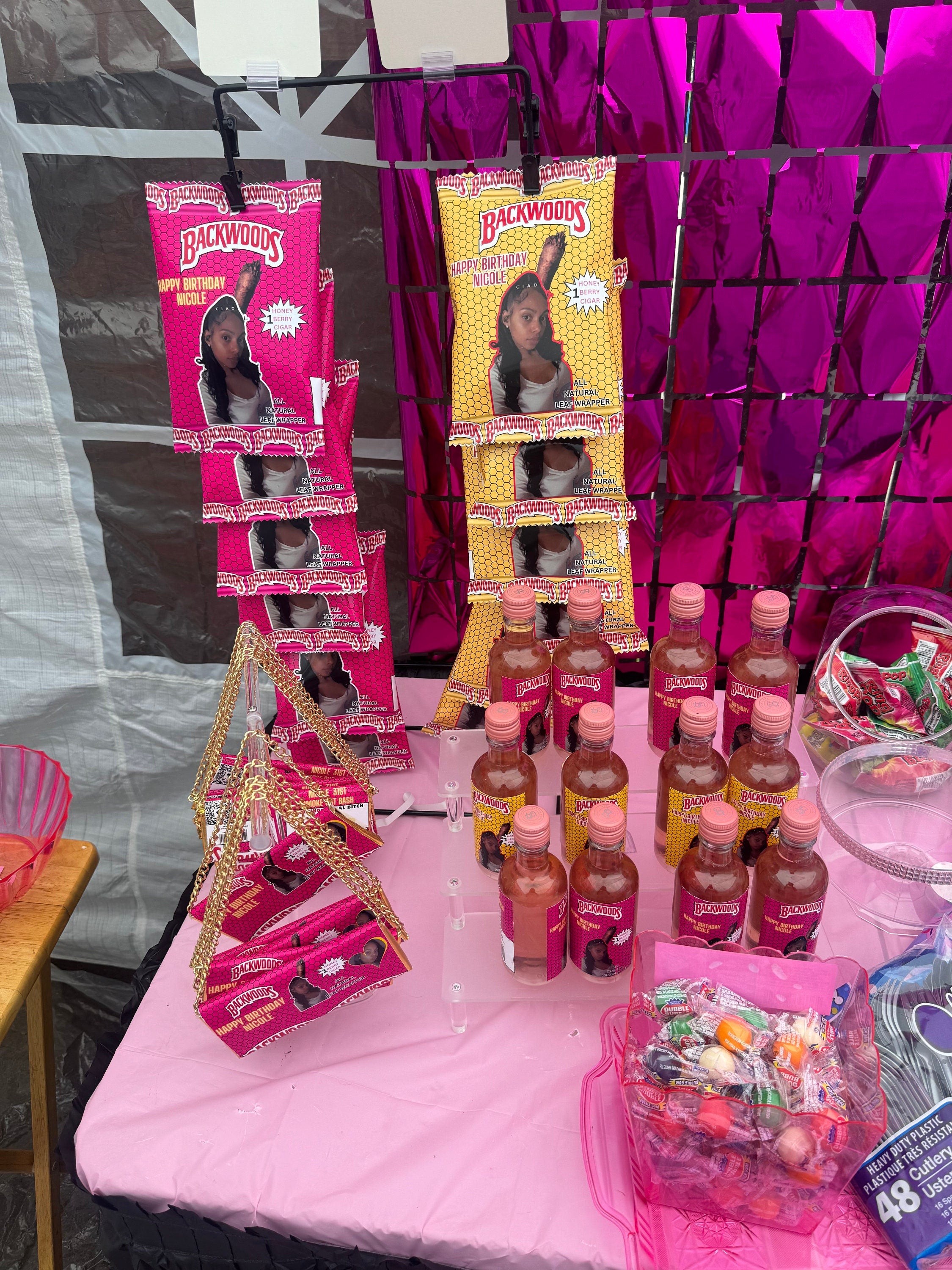 Editable Backwood barbie chip bag party favor
