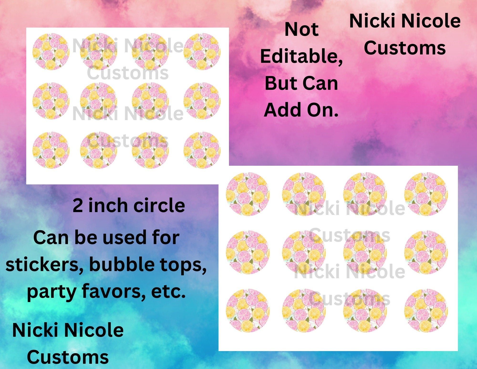 Pink Lemonade 2in Circle Sticker's (12 A Page)