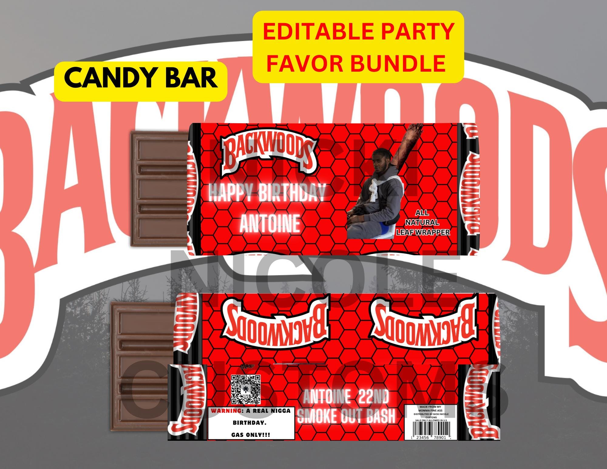 Editable Backwood Hershey Bar Template