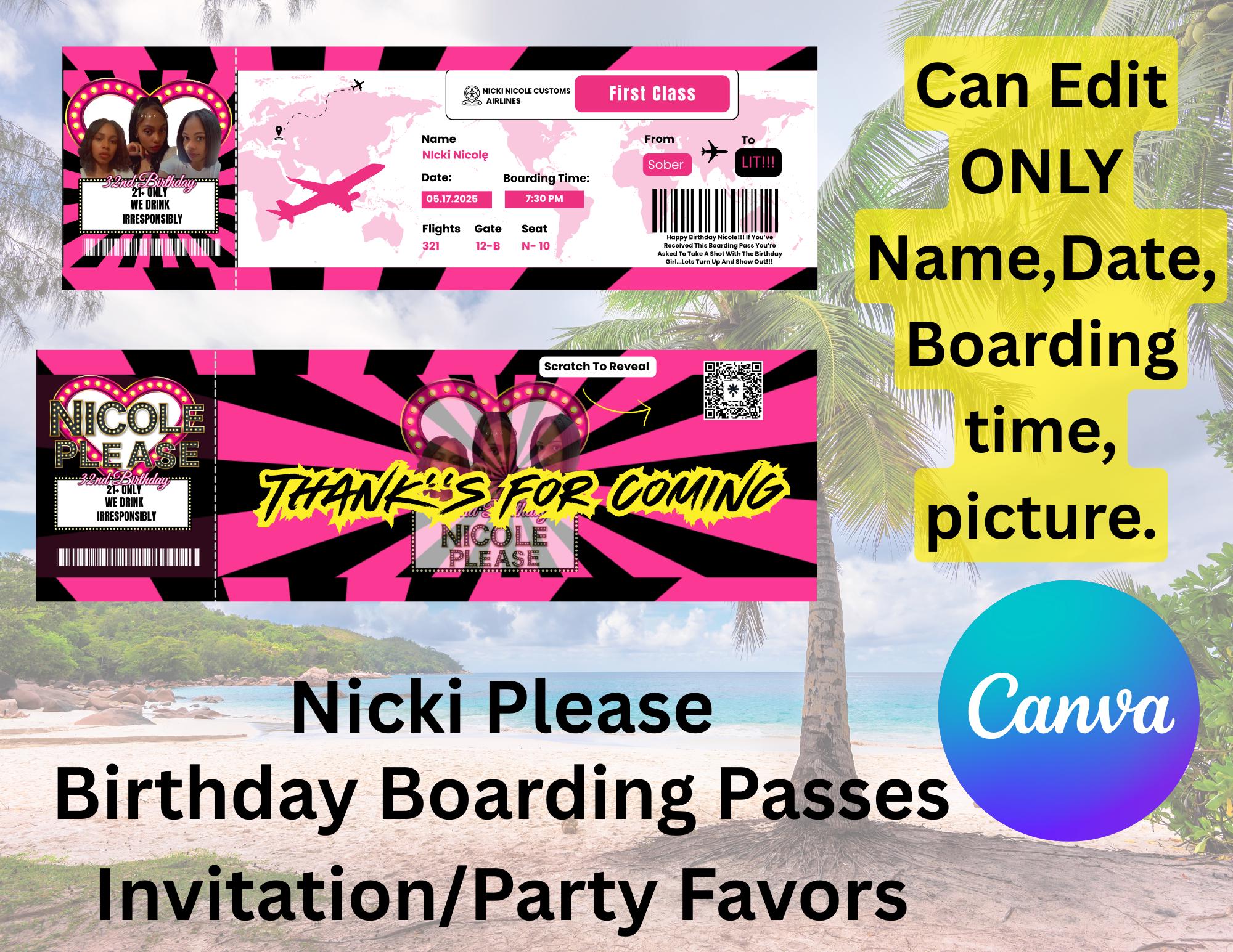 Birthday Boarding Passes Template