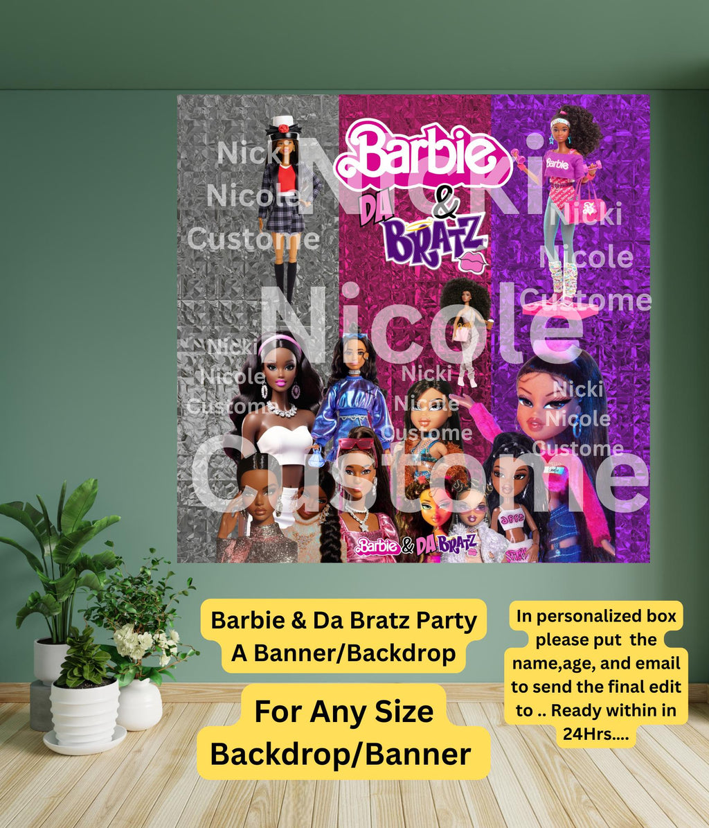 Custom Backdrop Banner, Kids Banner Backdrop, Party Backdrop, Bratz