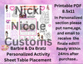 Barbie and da bratz personalized coloring placements