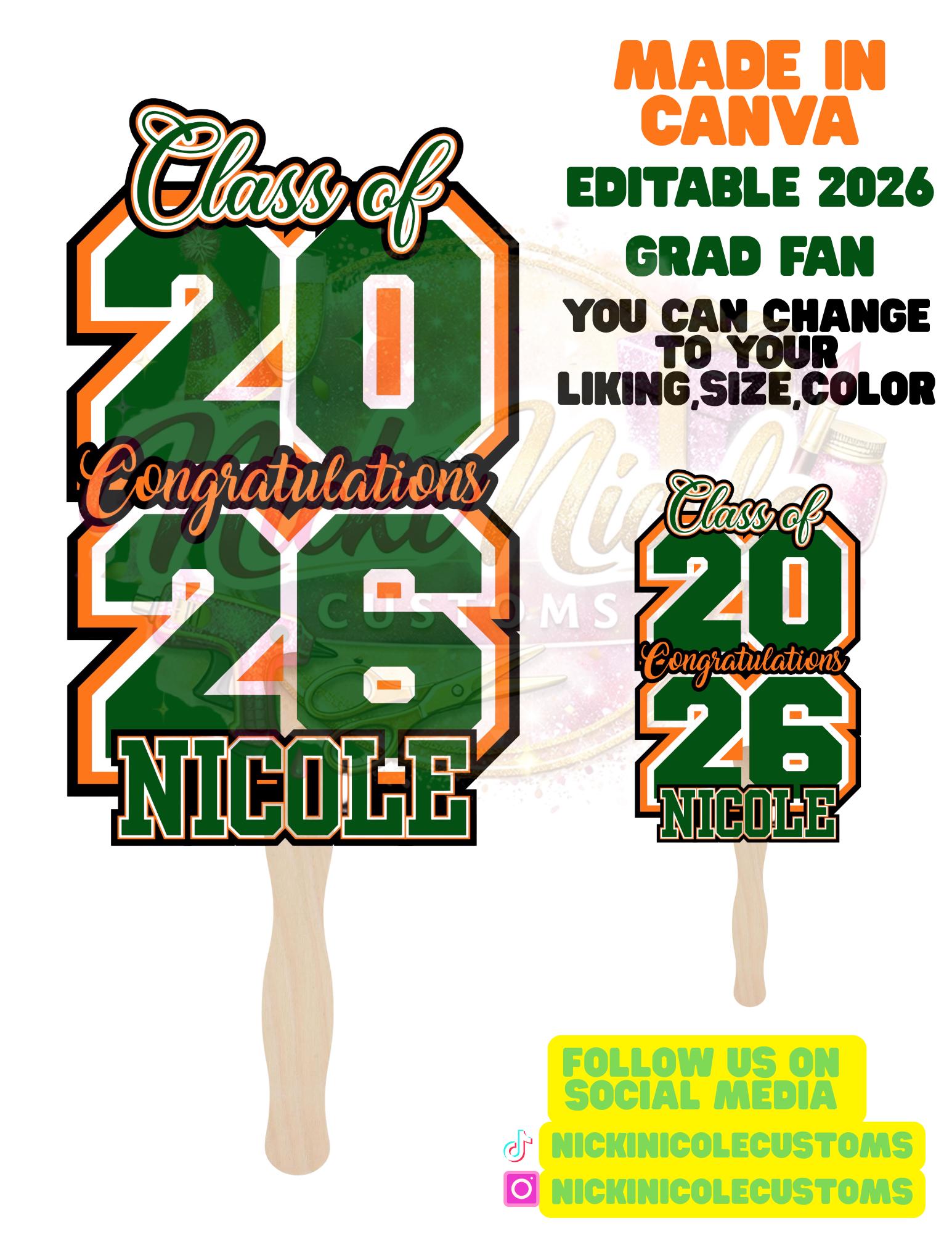 Editable 2026 Grad Fan