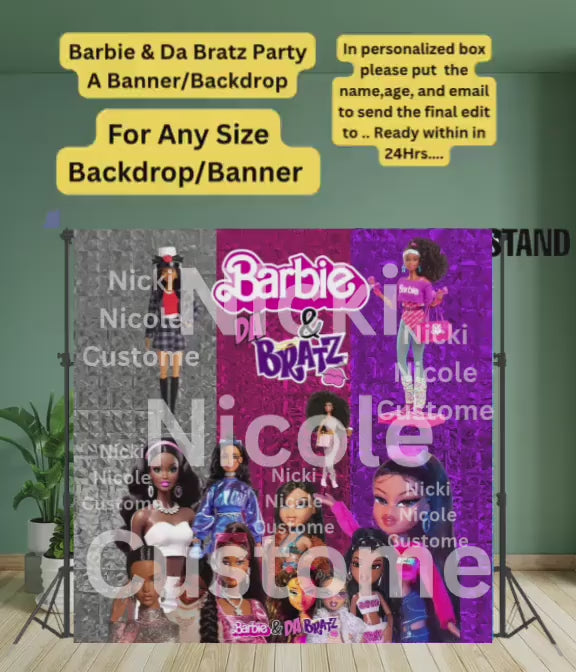 Custom Backdrop Banner, Kids Banner Backdrop, Party Backdrop, Bratz